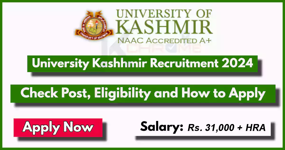 Kashmir University Recruitment 2024 Notification PDF Out: How to Apply