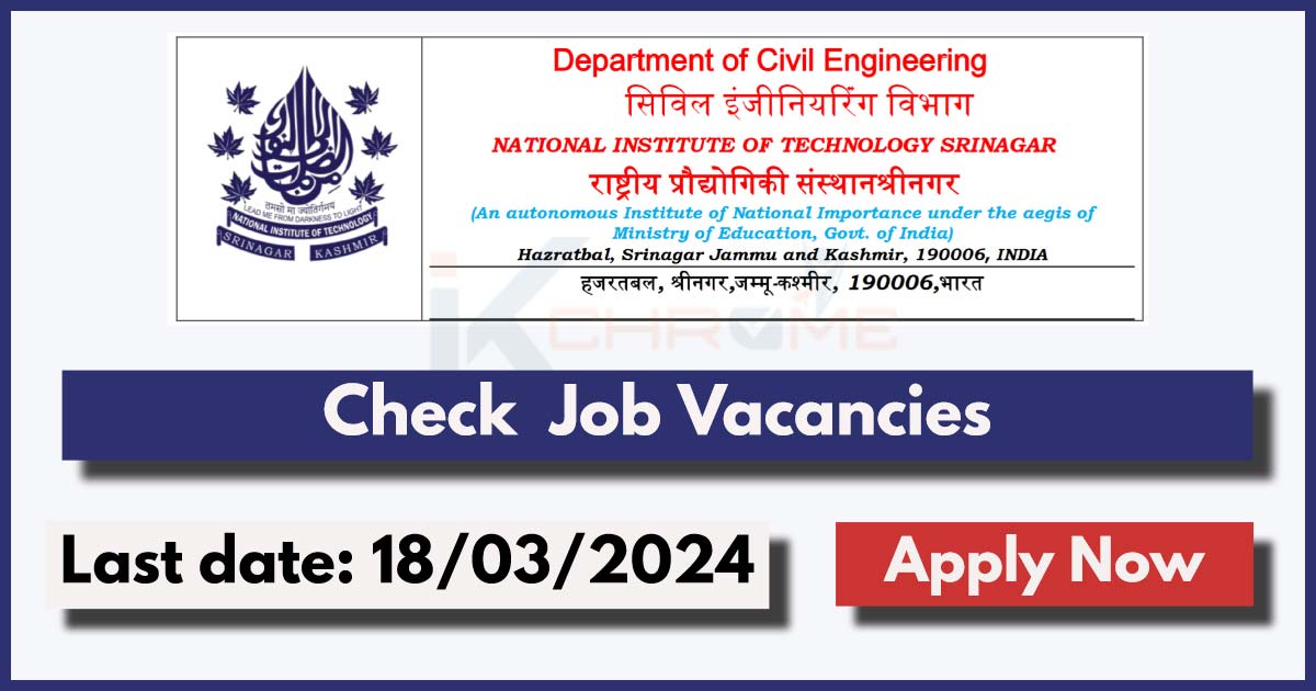 NIT Srinagar JRF Post in Department of Civil Engineering