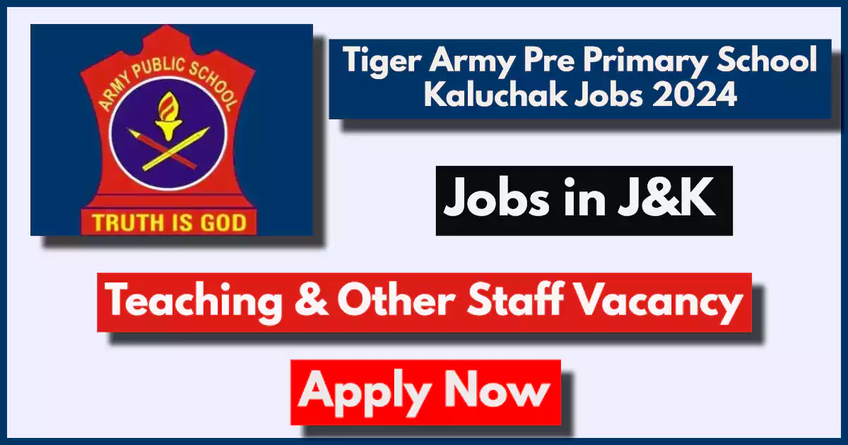 Tiger Army Pre Primary School Kaluchak Jobs 2024
