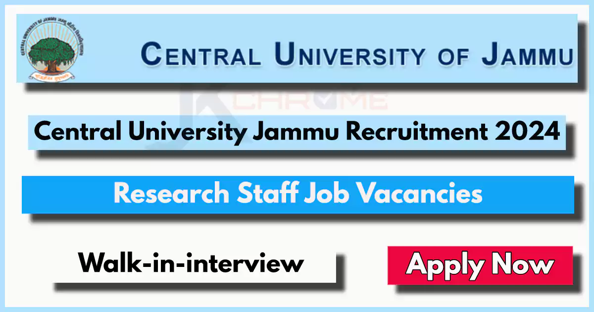 Central University Jammu Research Staff Recruitment 2024