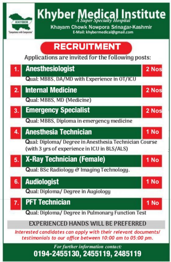 Khyber Medical Institute Job Vacancy Notice 2024 1