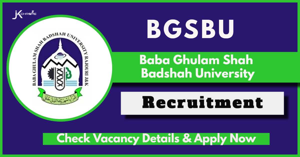 Baba Ghulam Shah Badshah University, BGSBU Jobs Recruitment 2024, Various Vacancies