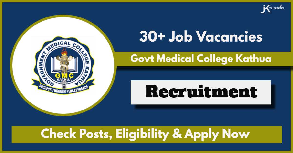 Govt Medical College Kathua Recruitment 2024: Check Vacancy Details, Eligibility and How to Apply