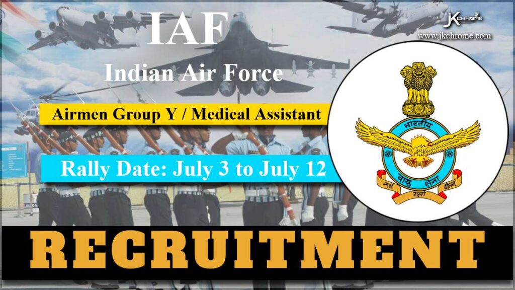 Indian Airforce Airman Group Y Recruitment 2024 for J&K; Check Rally Dates Here