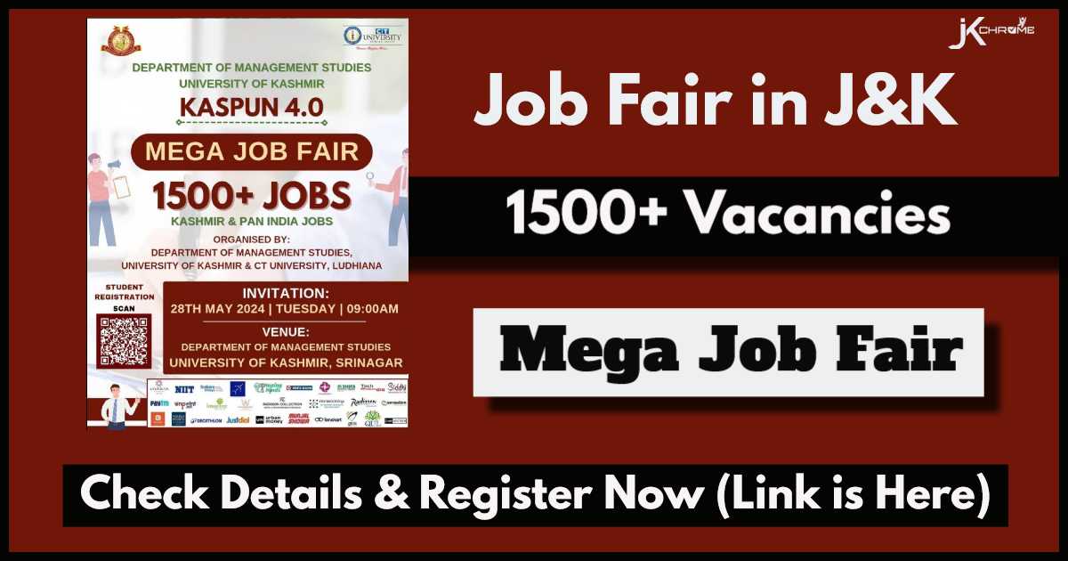 Mega Job Fair in Srinagar, J&K: 1500+ Job Vacancies, Register Now