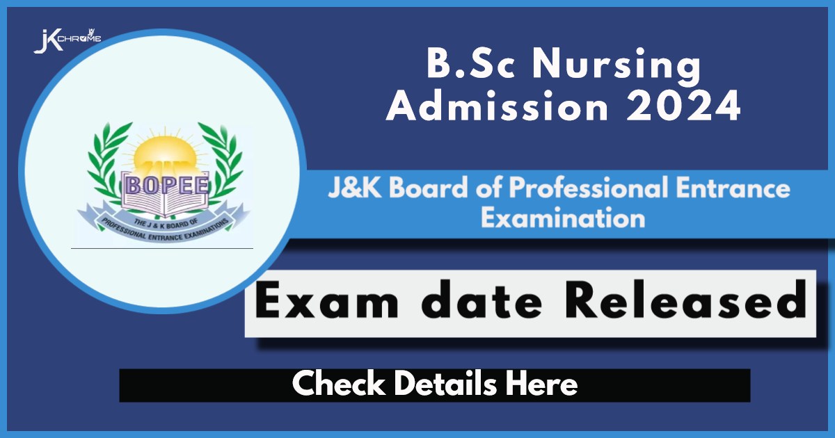 JKBOPEE BSc Nursing 2024 Exam Date - 26 May 2024