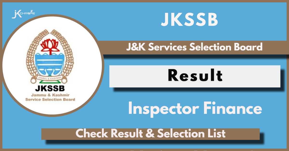 JKSSB Result Out for Inspector (Finance): Check Provisional Selection List Here