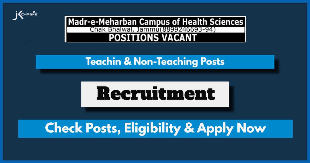 Madr-e-Meharban Campus of Health Sciences Jammu Jobs 2024