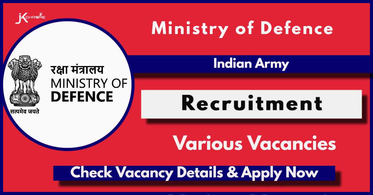 Ministry of Defence Recruitment 2024: Check Vacancy Details, Qualification, Age and Application Process