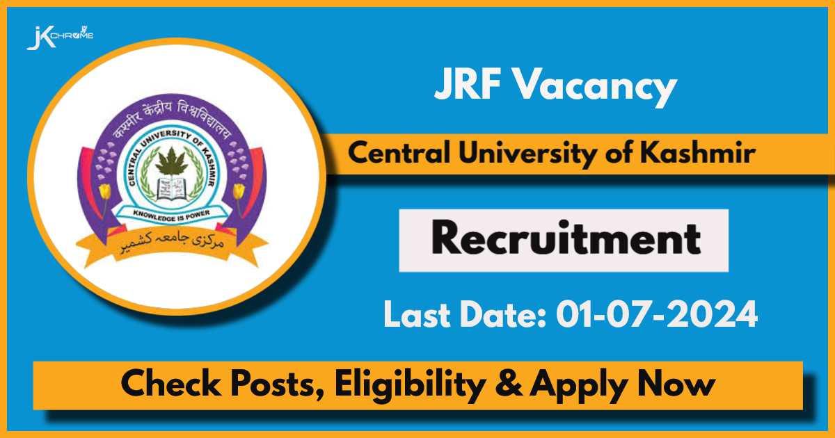 Central University of Kashmir JRF Recruitment 2024: Check Qualification, Application Process