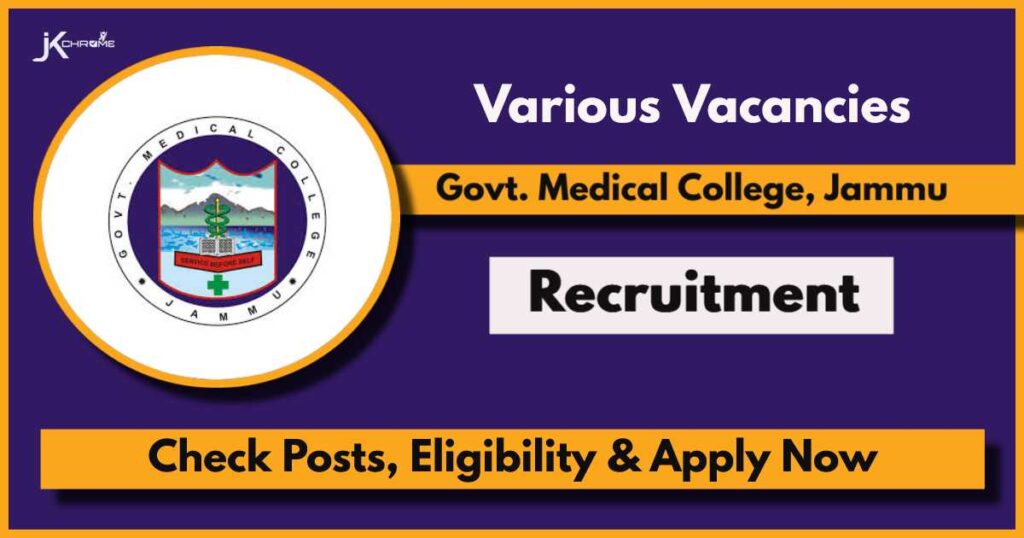 GMC Jammu Recruitment 2024: Apply Now for Project Technical Support Vacancies, Check Eligibility