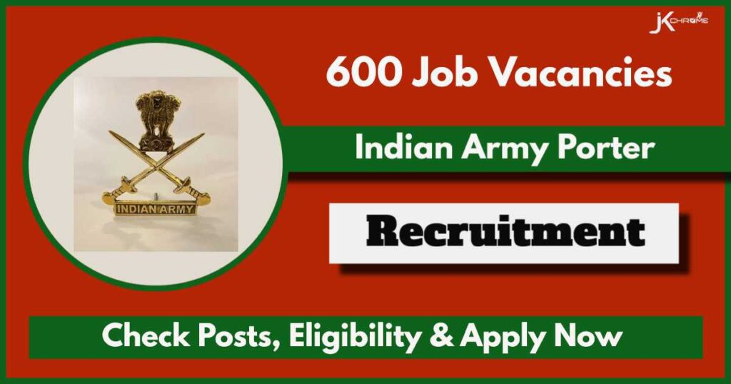 Army Porter Recruitment Rally 2024: Apply Now for 600 Porter Posts in J&K, Check All details Here