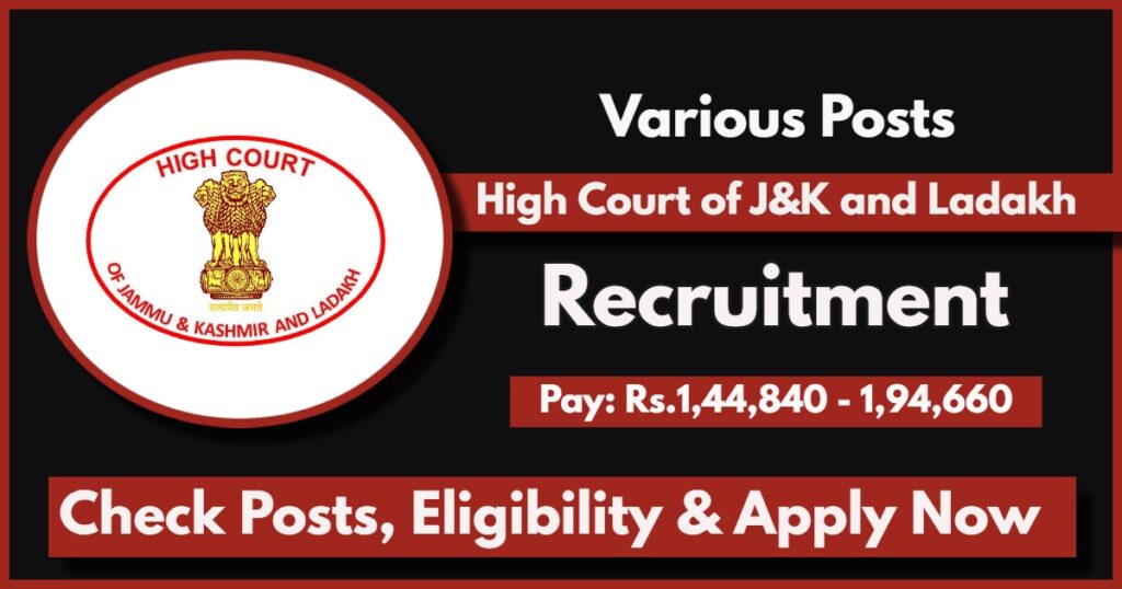 J&K High Court District Judge Recruitment 2024 Notification Out: Apply Online Now, Last Date Extended