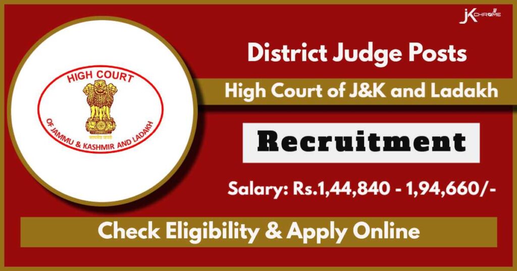 J&K High Court District Judge Recruitment 2024 Notification Out: Check Eligibility, How to Apply