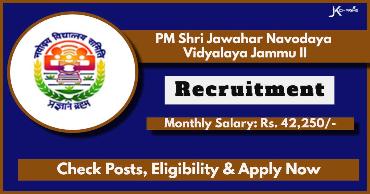 JNV Jammu Recruitment 2024: Apply Now for PGT (Health Care) Skill Teacher