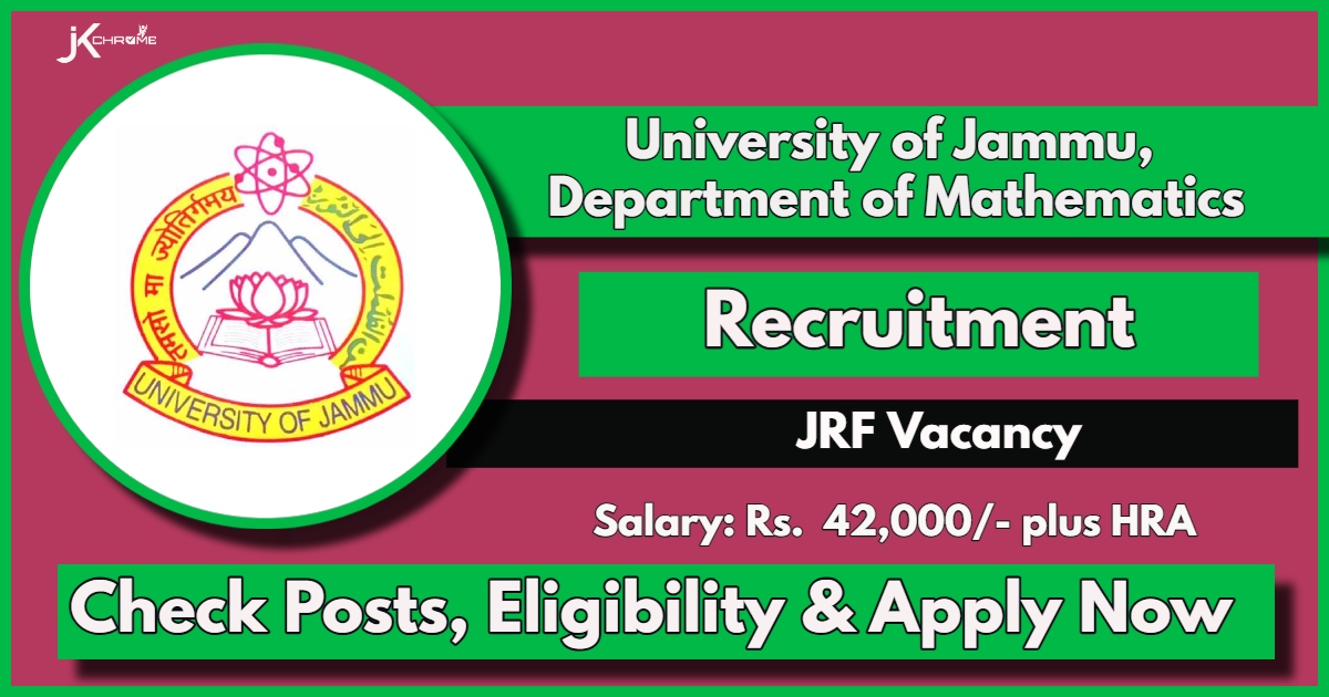 Jammu University Dept of Mathematics Recruitment 2024: Check Vacancy Details, Eligibility and Apply Now