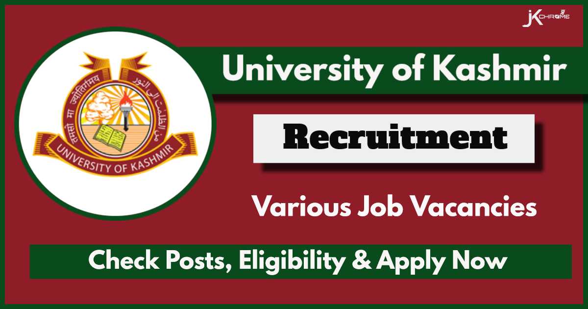 Kashmir University JRF Recruitment 2024: Check Qualification and other details, Apply Now