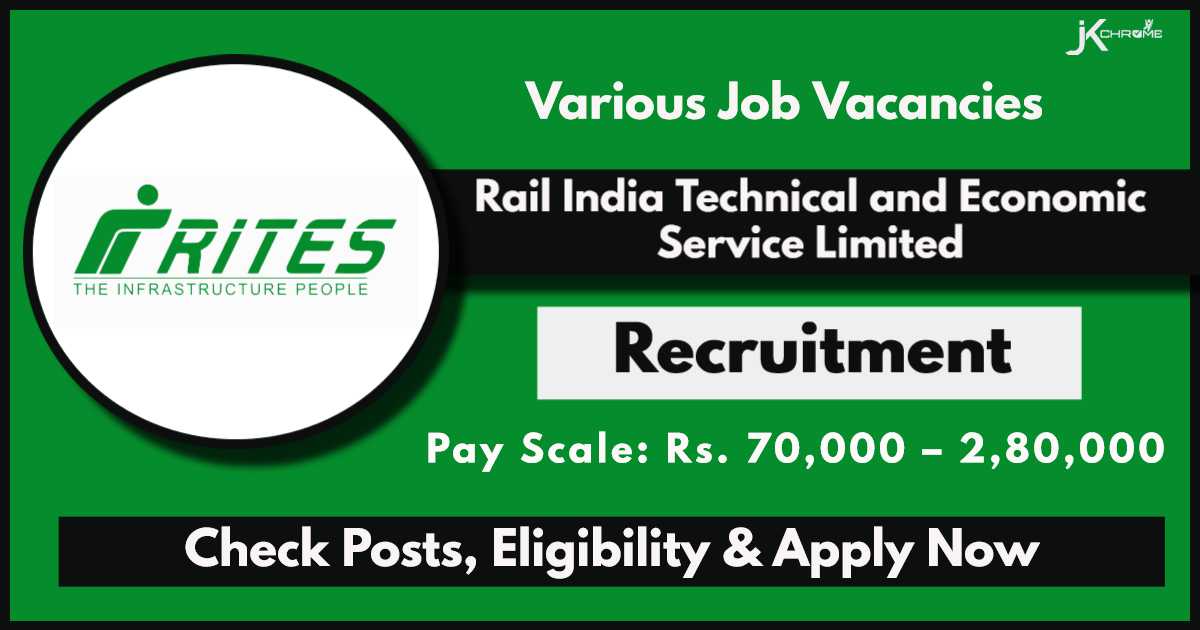 RITES Recruitment 2024 Notification Out: Apply Now for Regular Posts: Check Vacancies, Eligibility