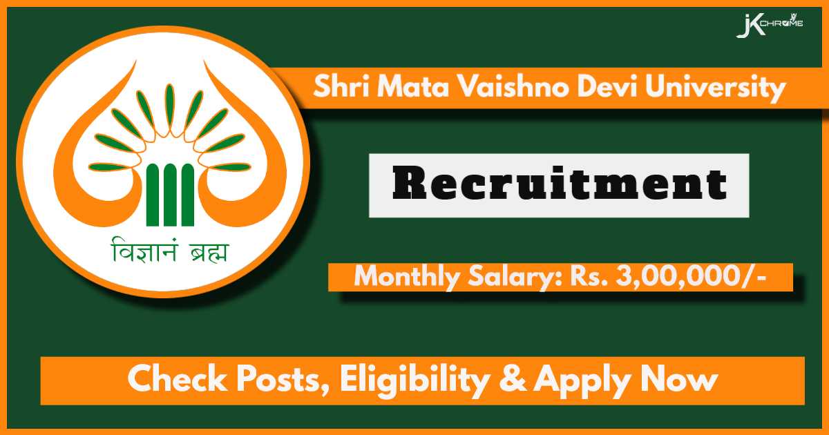 Shri Mata Vaishno Devi University Professor Recruitment 2024: Check Vacancy Details and Apply Now