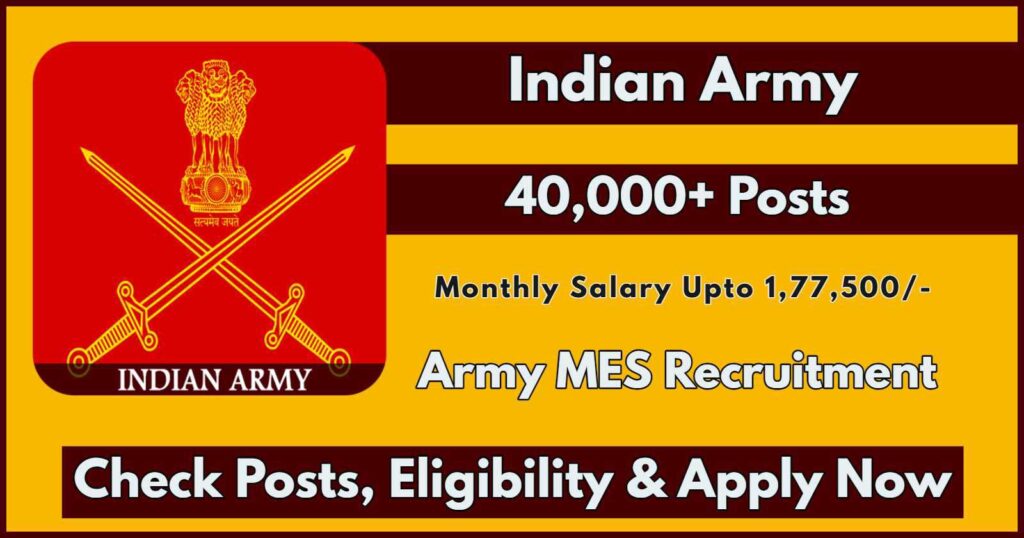 Indian Army MES Recruitment 2024 Notification; 40000+ Vacancies Out, Check Post Details, Salary, Eligibility and Application Process