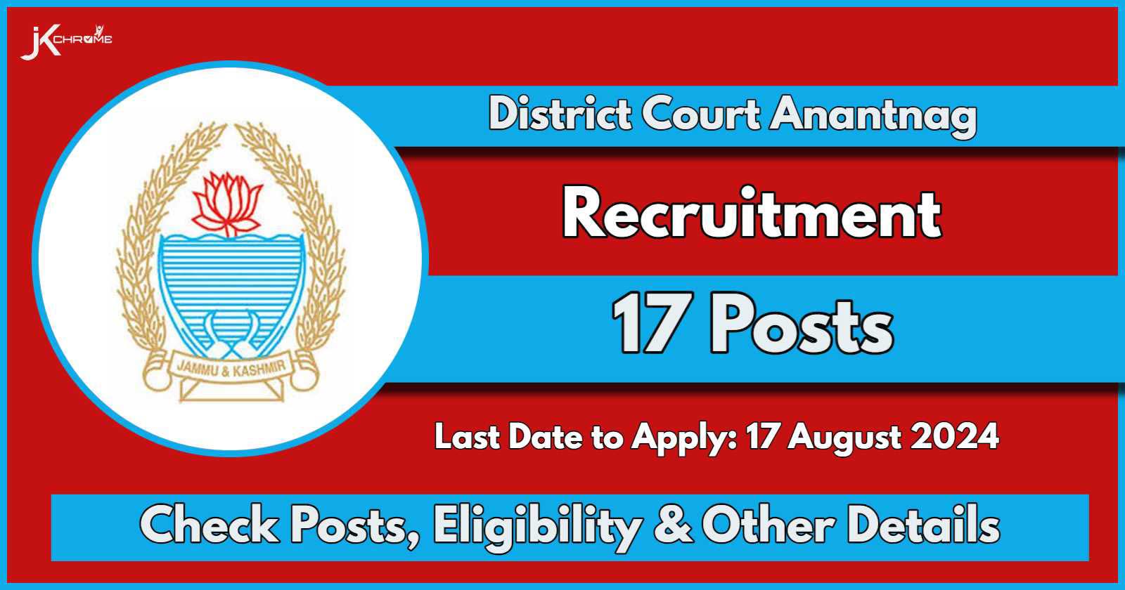 District Court Anantnag Recruitment 2024 Notification OUT for Driver, Orderly, Chowkidar and Process Server: Apply Now