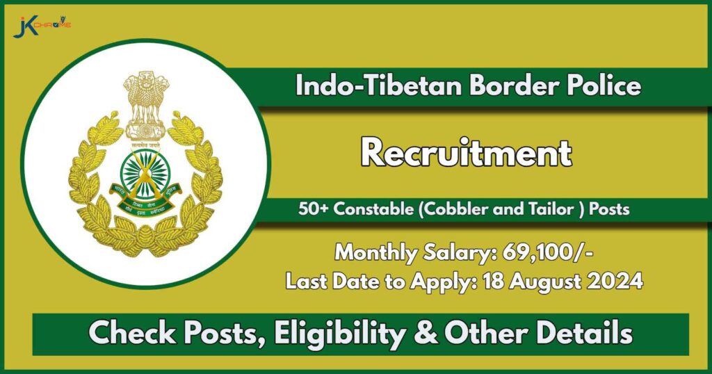 ITBP Constable Cobbler and Tailor Recruitment 2024: Montly Salary 69100, Apply Online for 51 Posts, Check Eligibility and Other Details