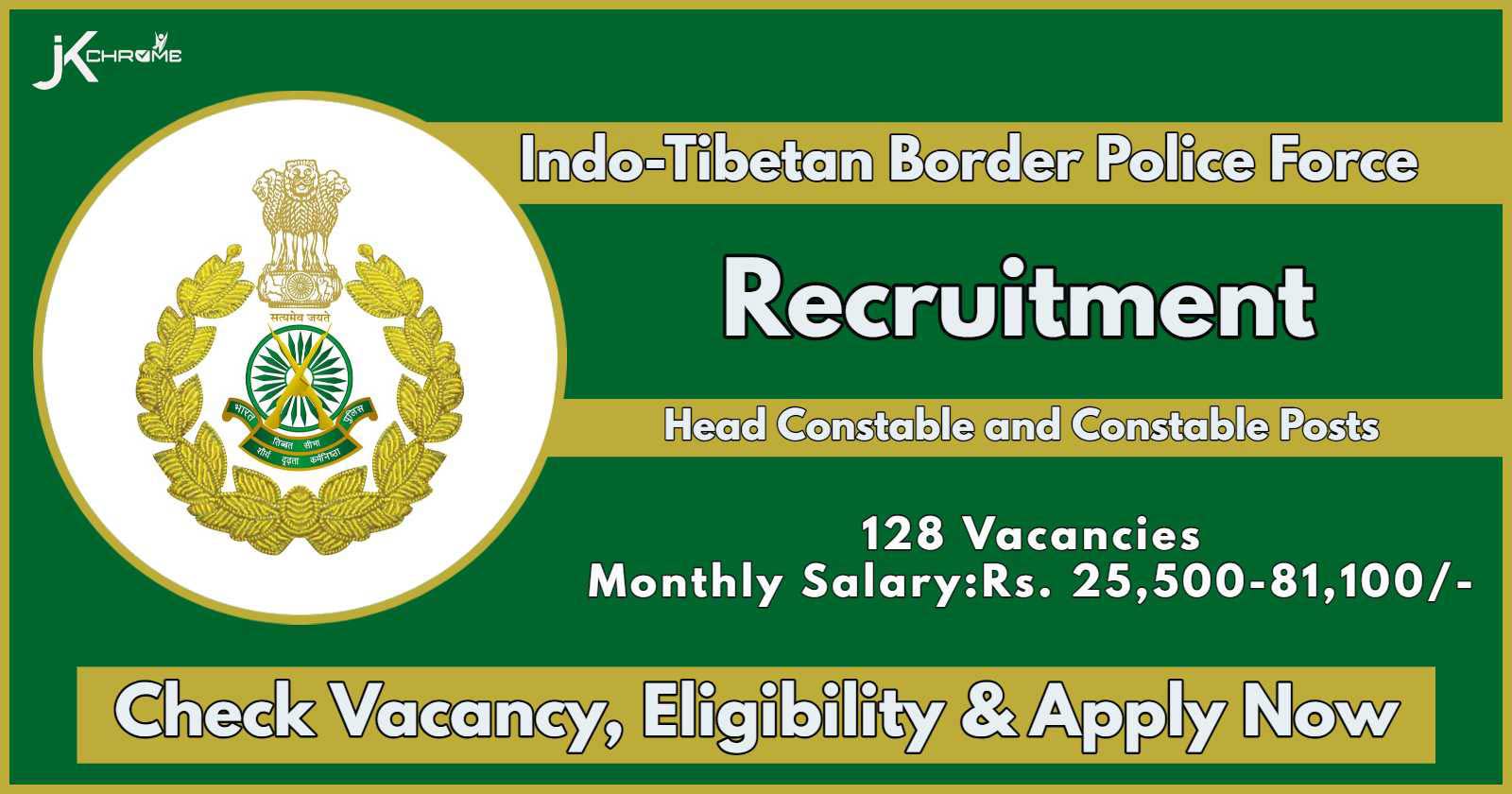 ITBP Veterinary Staff Recruitment 2024: Notification Out for 128 Vacancies, Check Eligibility and Apply for Head Constable and Constable Posts