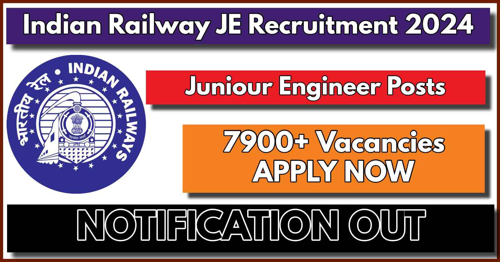 Indian Railway Junior Engineer (JE) Vacancies Out [7900+ Posts]; Check Eligibility and How to Apply Online Here