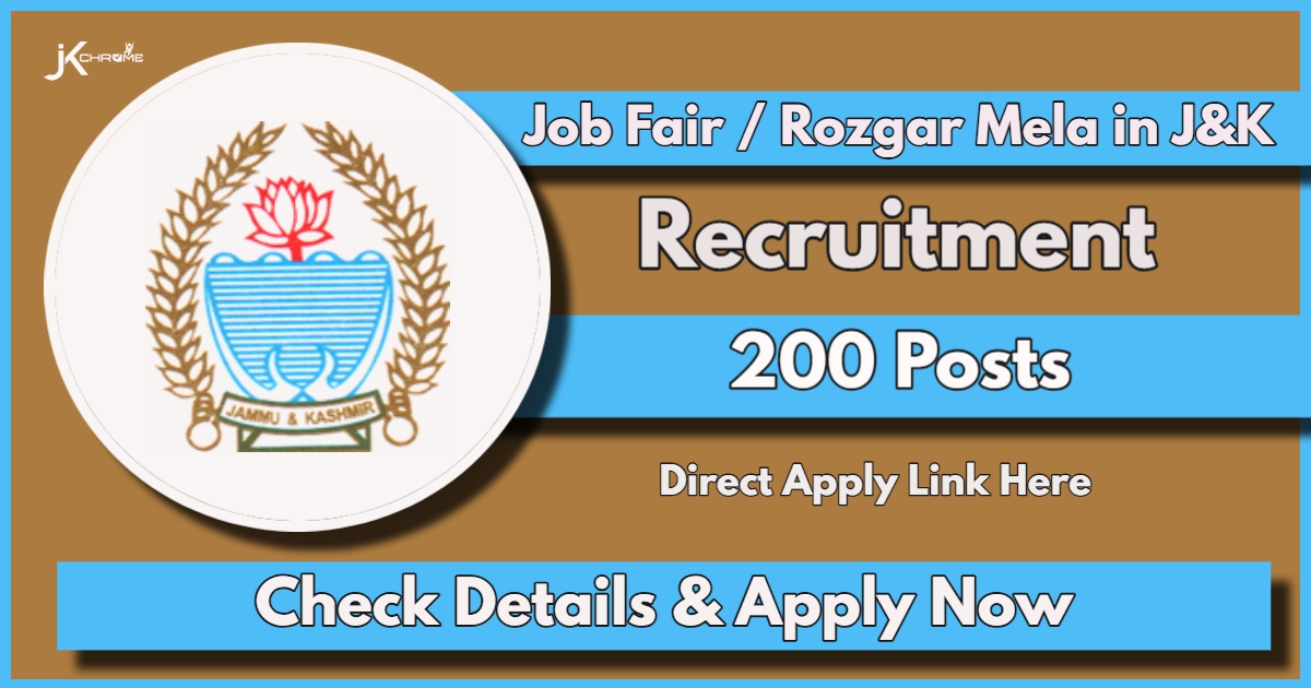 Job Fair / Rozgar Mela in J&K Jammu, Apply Online Now, Direct Link available Here