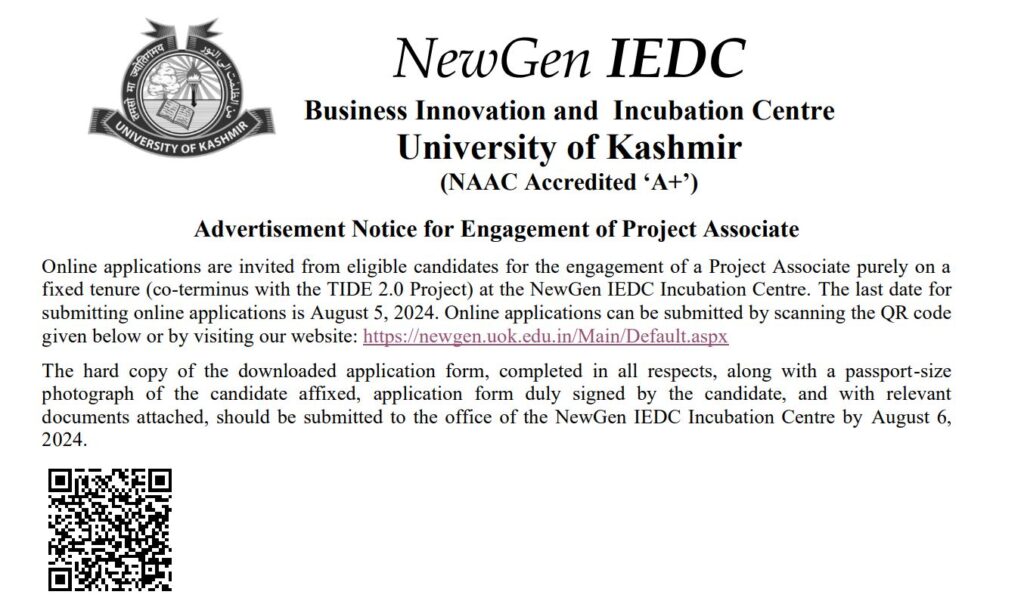 NewGen IEDC Incubation Centre KU Recruitment Notice 2024: Check Post, Eligibility, How to Apply 