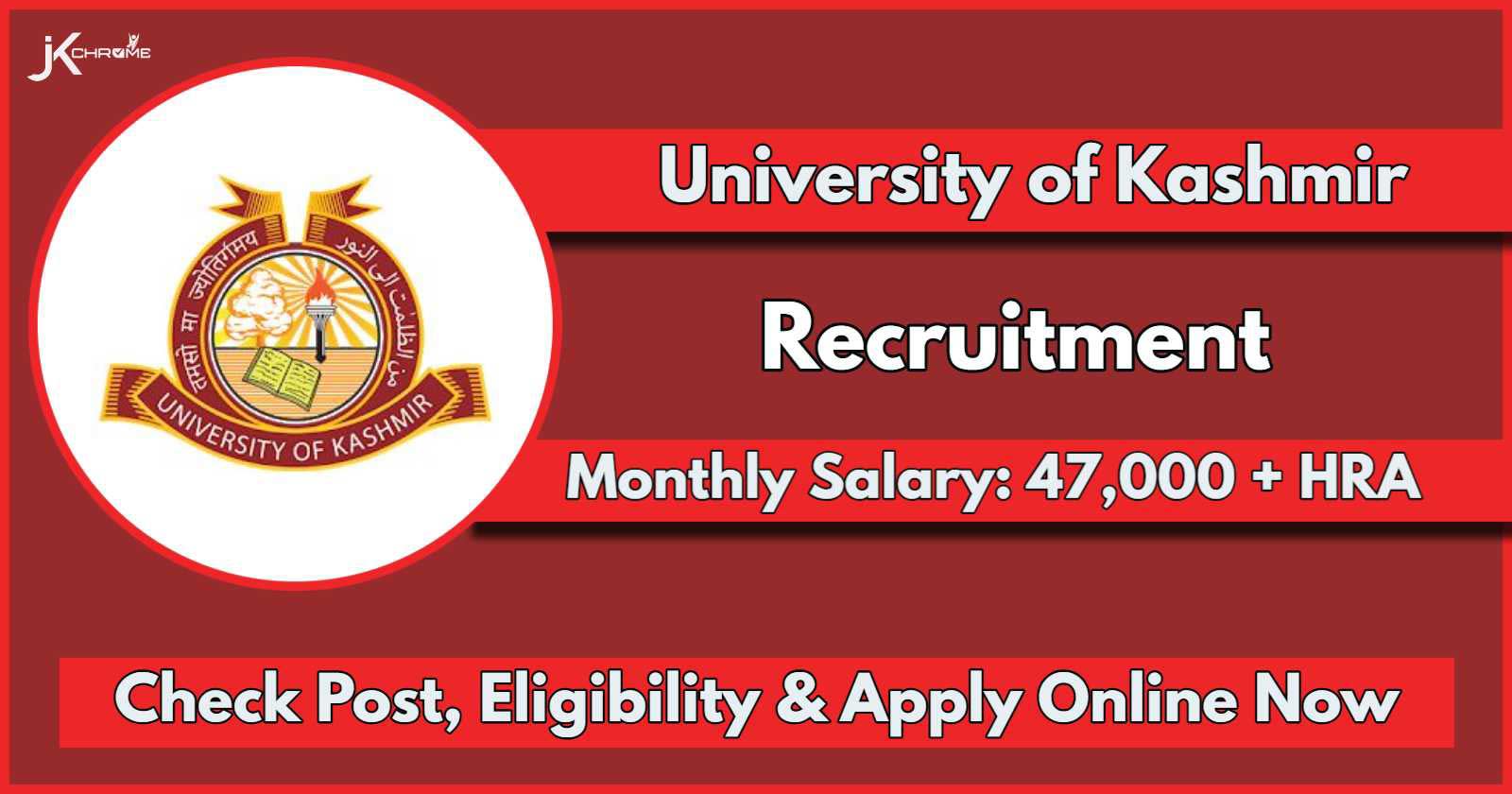 Kashmir University Recruitment 2024: Monthly Salary 47000 plus HRA, Apply Now for Job Opening in Department Botany