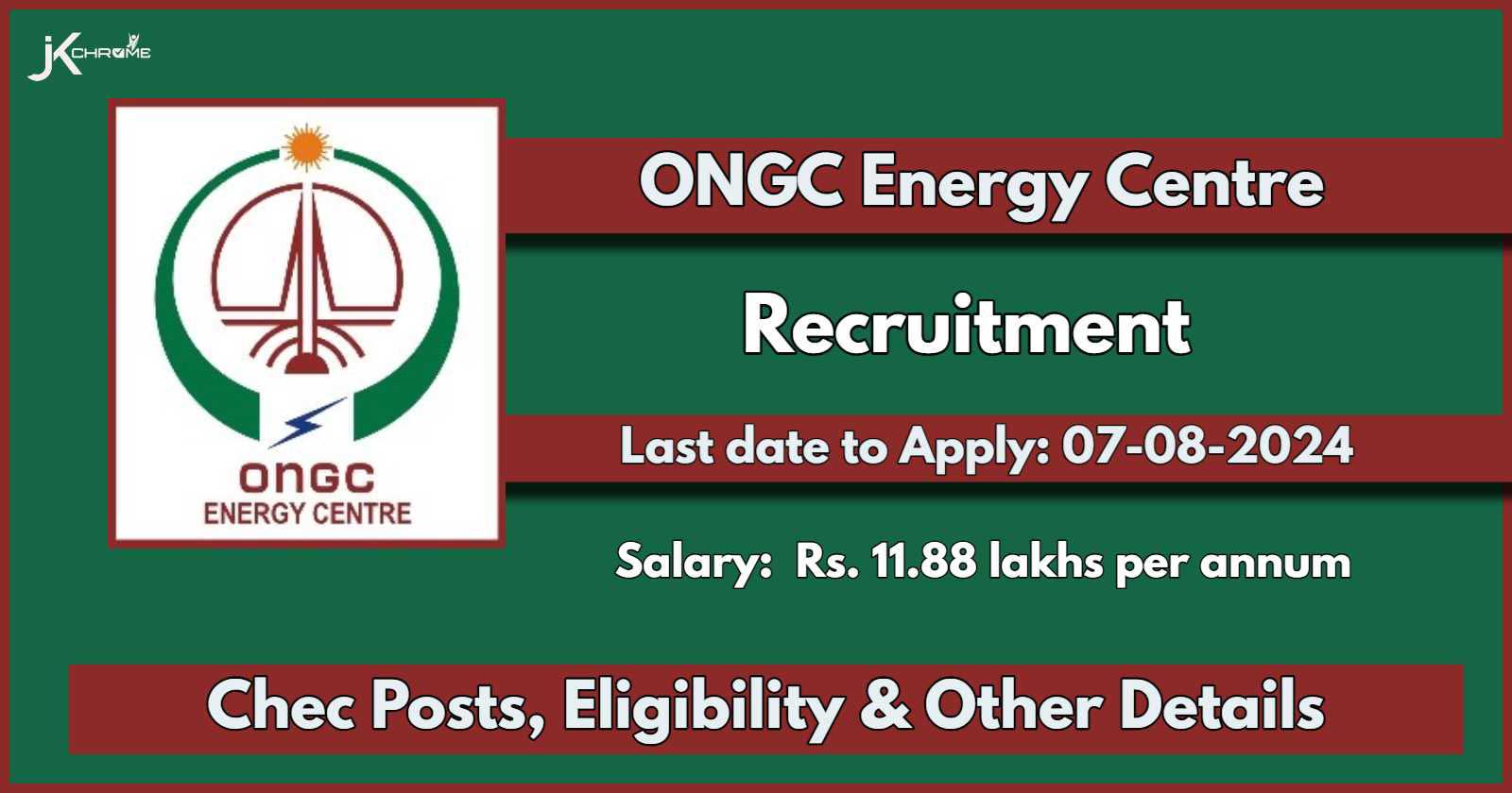 ONGC Energy Centre Recruitment 2024: Check Vacancy Details, Eligibility and How to Apply