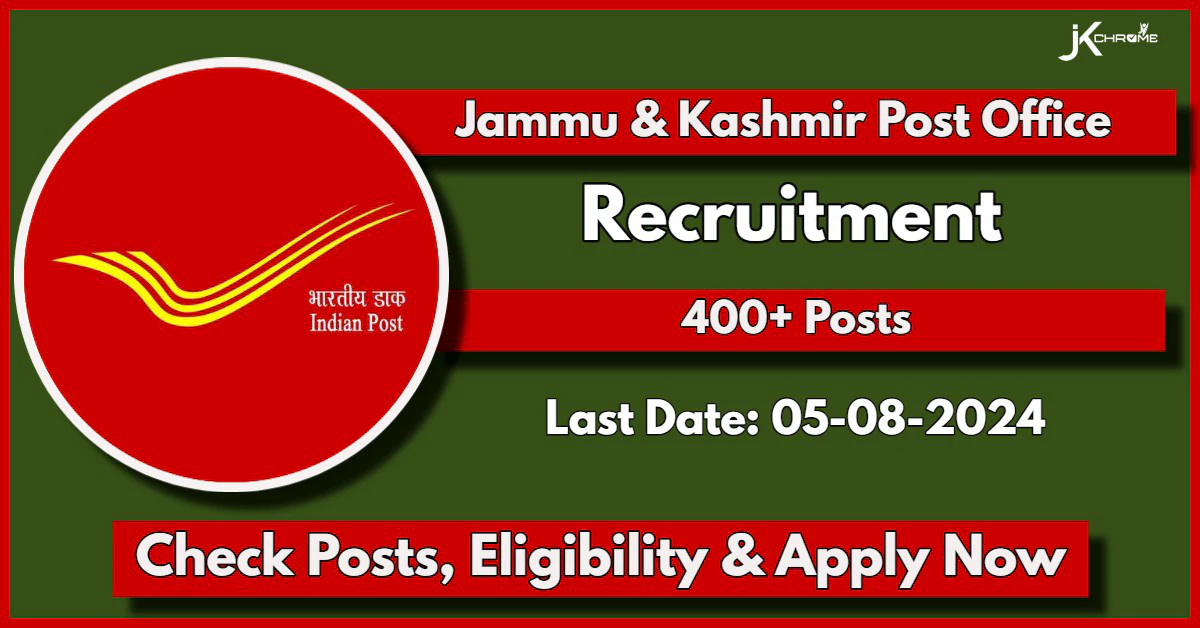 Post Office Jammu and Kashmir Recruitment 2024: Apply Online Now for 442 Posts, Last Date Approaching, Check Application Procedure