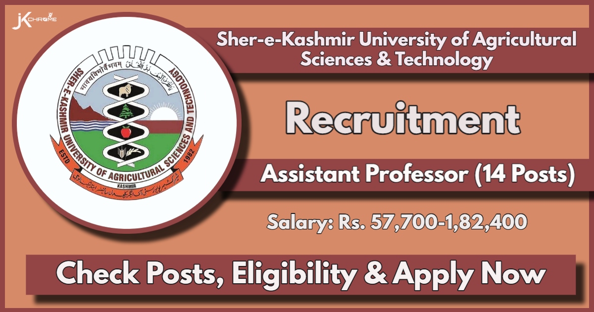 SKUAST Kashmir Assistant Professor Recruitment 2024 Notification PDF: Check Eligibility, Salary, Apply Now