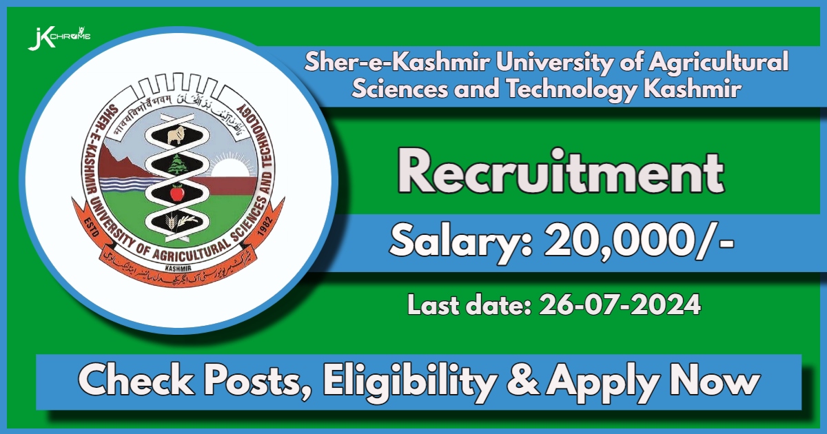 SKUAST Kashmir Project Assistant Recruitment 2024: Check Eligibility and Apply Now, Salary 20,000