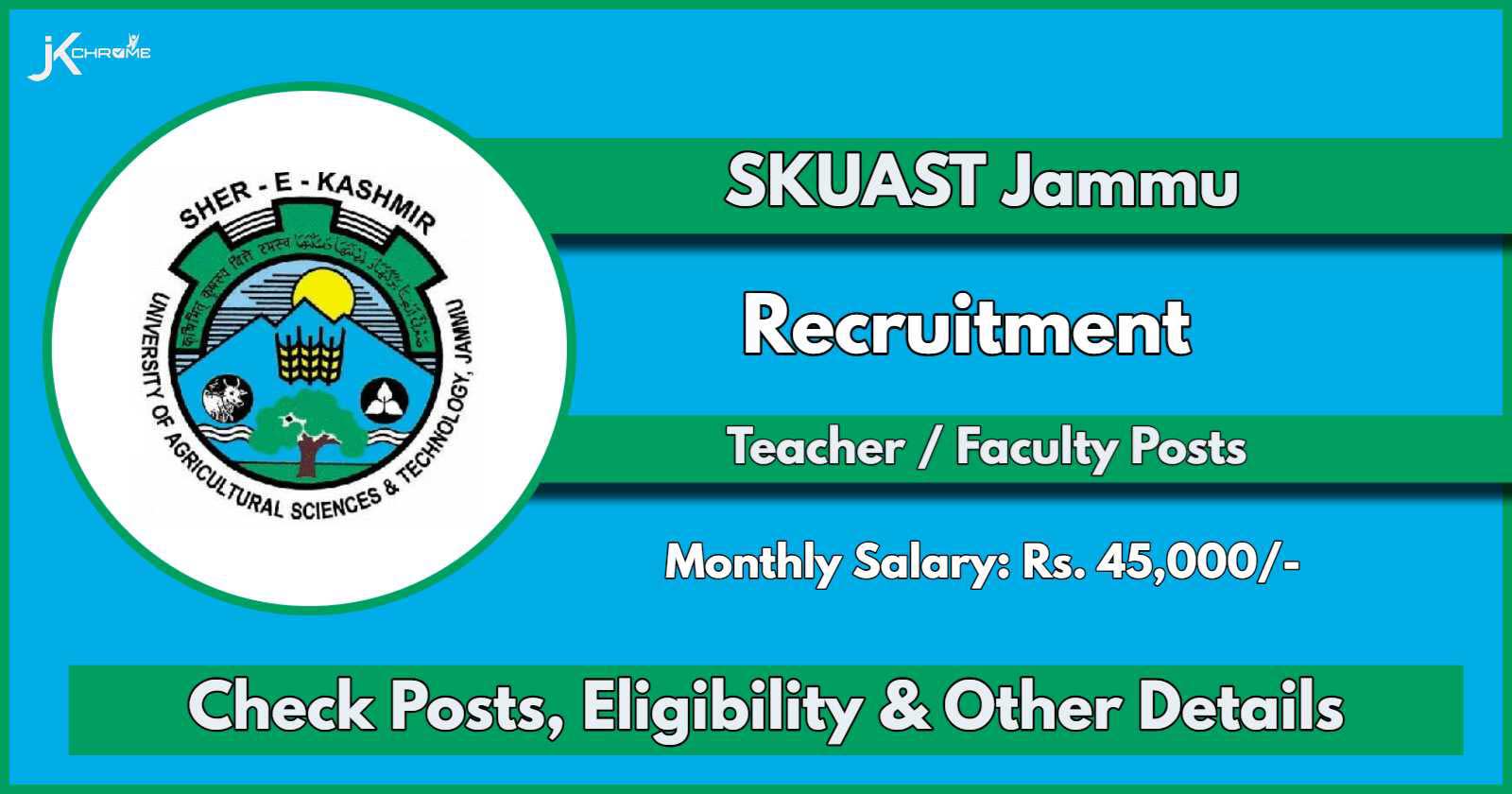 SKUAST Jammu Recruitment 2024 for Faculty Vacancies, Check Eligibility Details Now