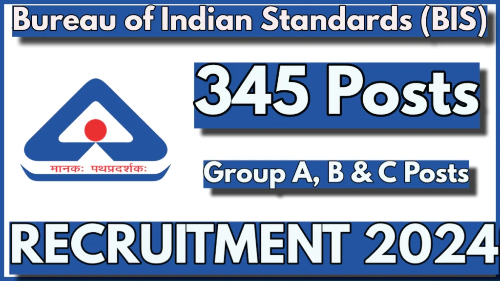 Bureau of Indian Standards (BIS) Group A, B and C Posts Recruitment Notification 2024 Out