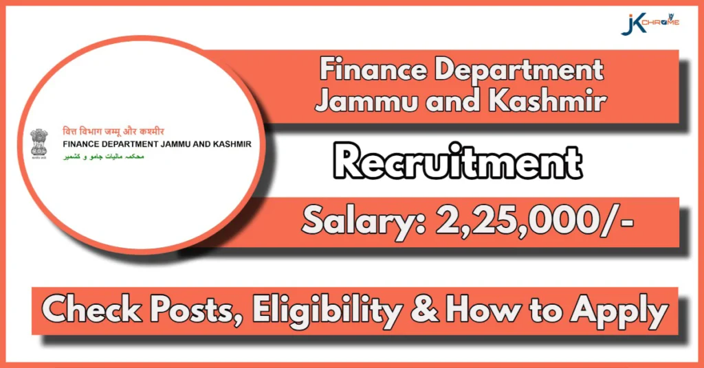 Jammu and Kashmir Finance Department Recruitment 2024: Check Post Details, Application Process