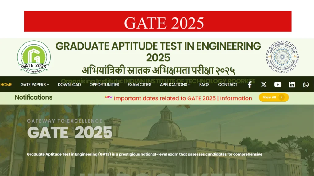 GATE 2025 Notification, Check Eligibility, Application Process will begin on 28 August