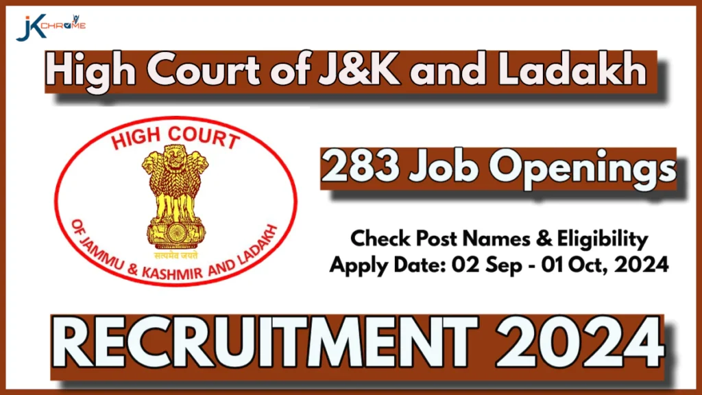 JK High Court Recruitment Notification 2024 Out for 283 Posts, Check Vacancy Details Now