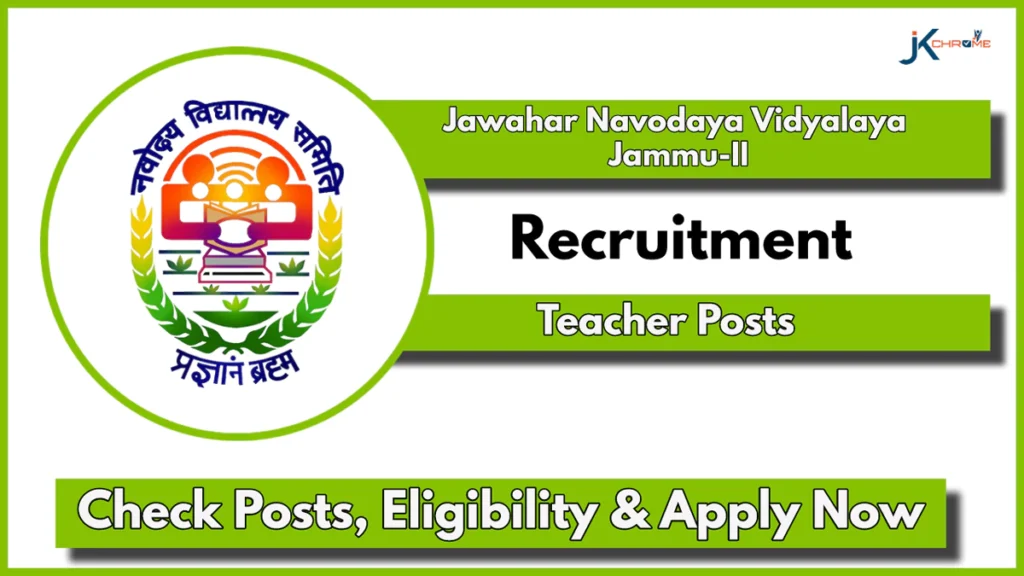 Jawahar Navodaya Vidyalaya JNV Jammu-II Teacher Posts; Check How to Apply