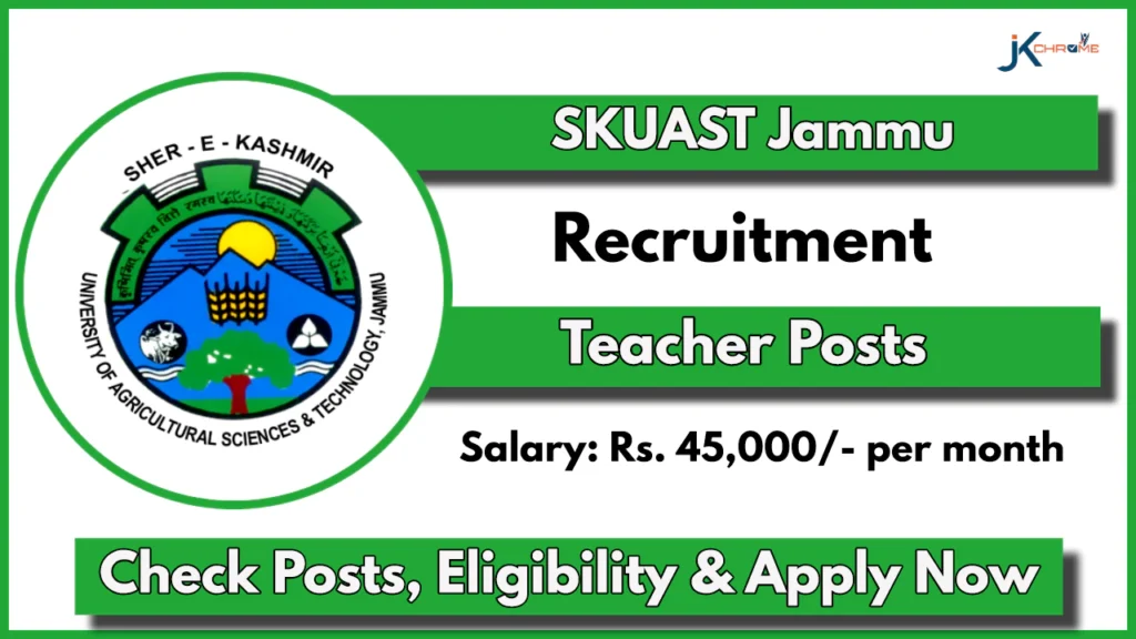 SKUAST Jammu Teacher Recruitment 2024: Check Vacancy Details and Application Process