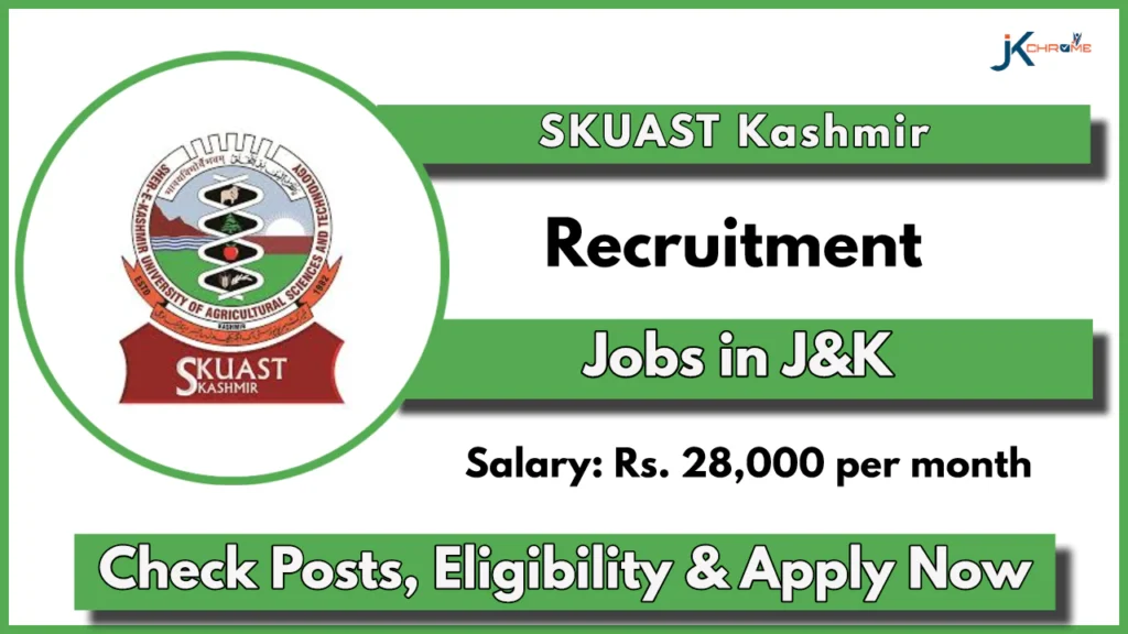 SKUAST Kashmir Young Professional Vacancy; Check Eligibility and How to Apply