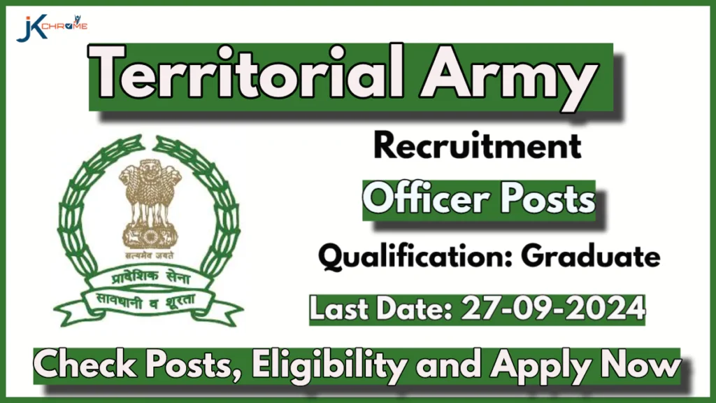 Territorial Army Officer Recruitment 2024; Check Eligibility and Application Procedure