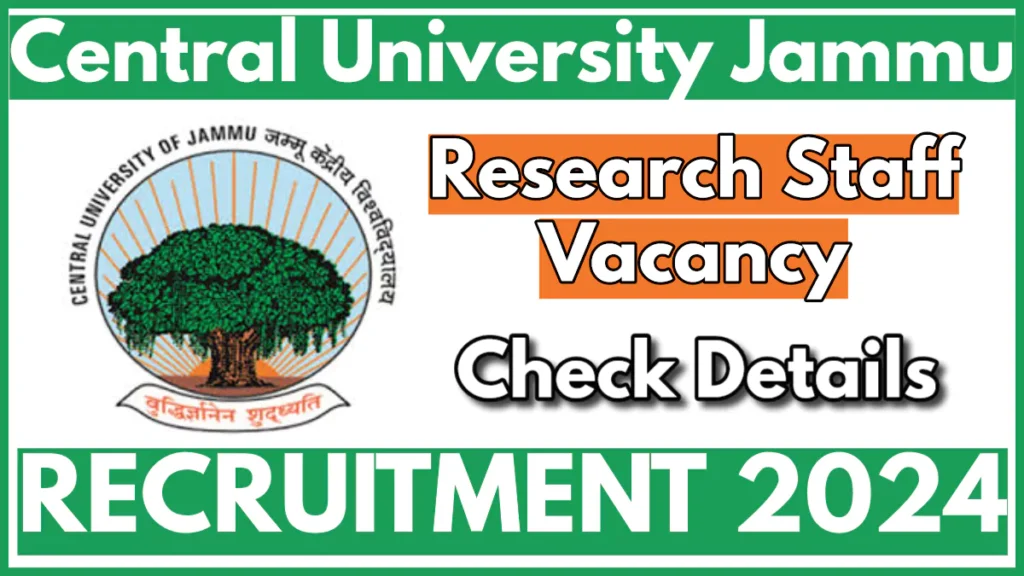 Central University Jammu Research Staff Recruitment 2024