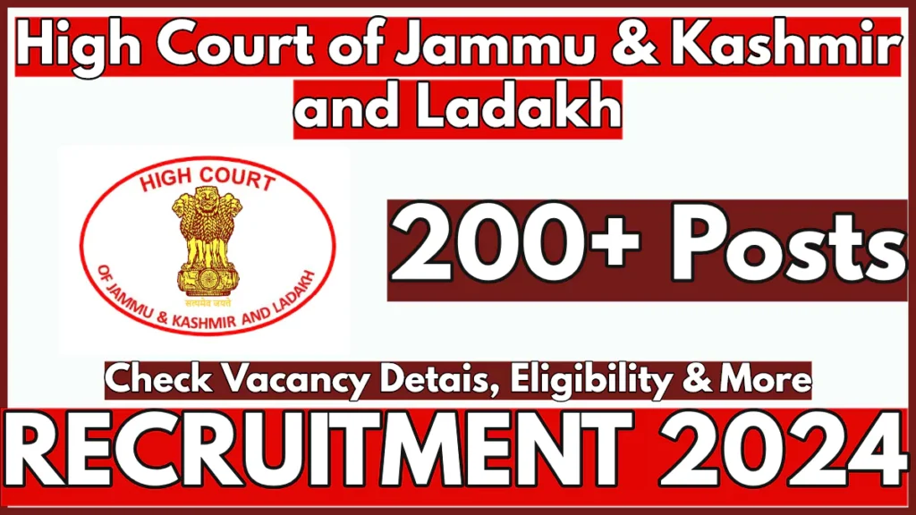 JK High Court Recruitment 2024, Last Date for Application Process Oct 1