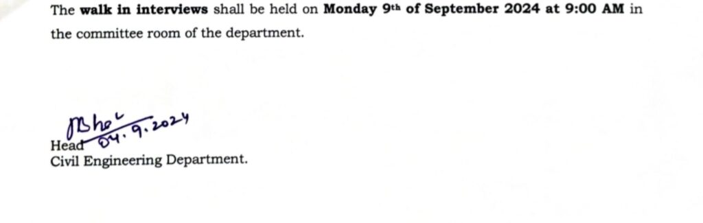 NIT Srinagar Teaching Post Vacancy 2024 in Department of Civil Engineering