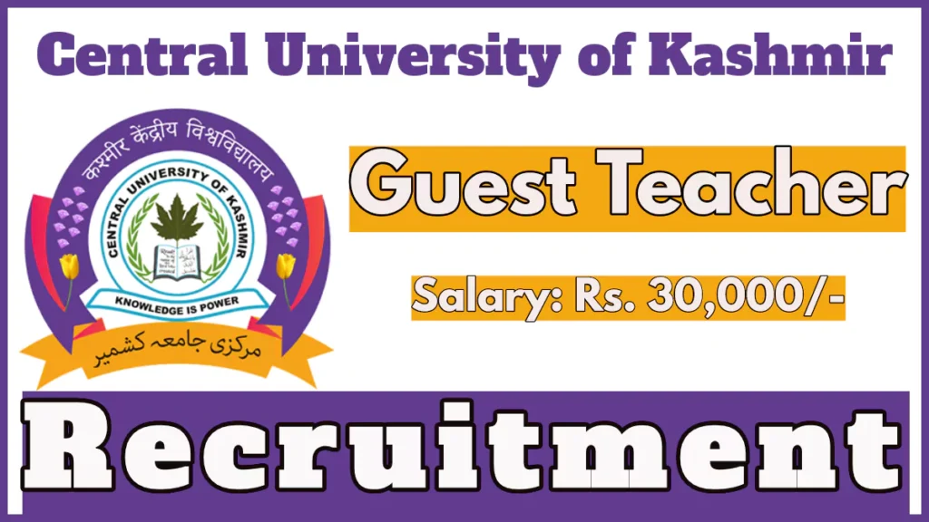 Central University Kashmir Guest Teacher Recruitment 2024 for Department of Economics