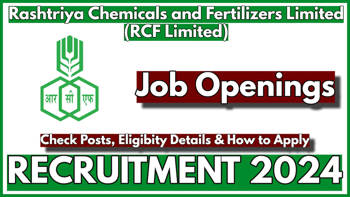 RCFL Recruitment 2024 for Advisor, Application Form Open