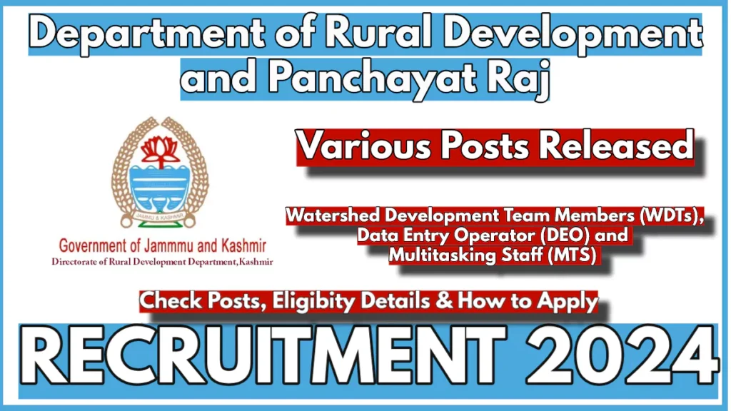 Department of Rural Development and Panchayat Raj Recruitment 2024 Notification pdf, Check Vacancies